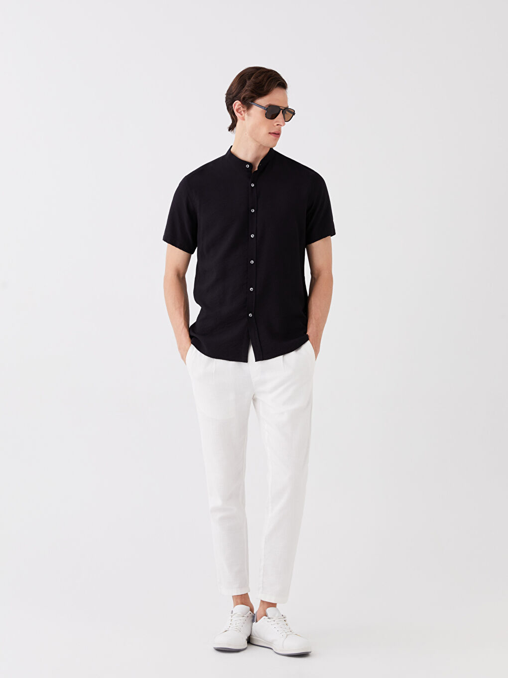 Chemise pour Hommes à Manches Courtes en Viscose Coupe Régulière-2