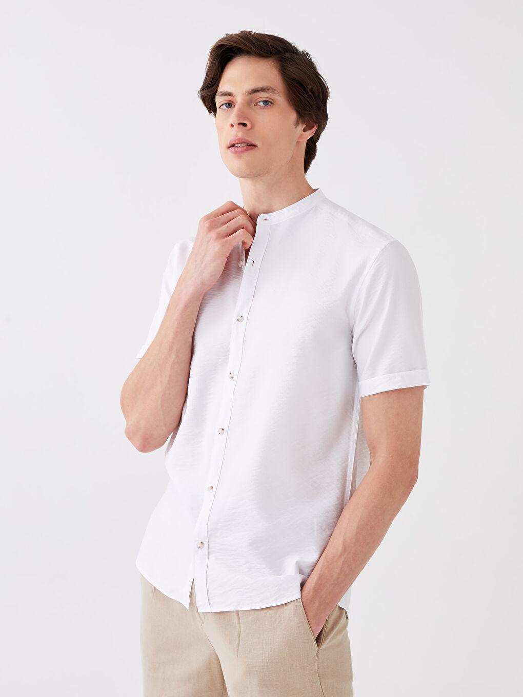 Regular Fit Short Sleeve Viscose Men's Shirt -S3DD46Z8-KE8