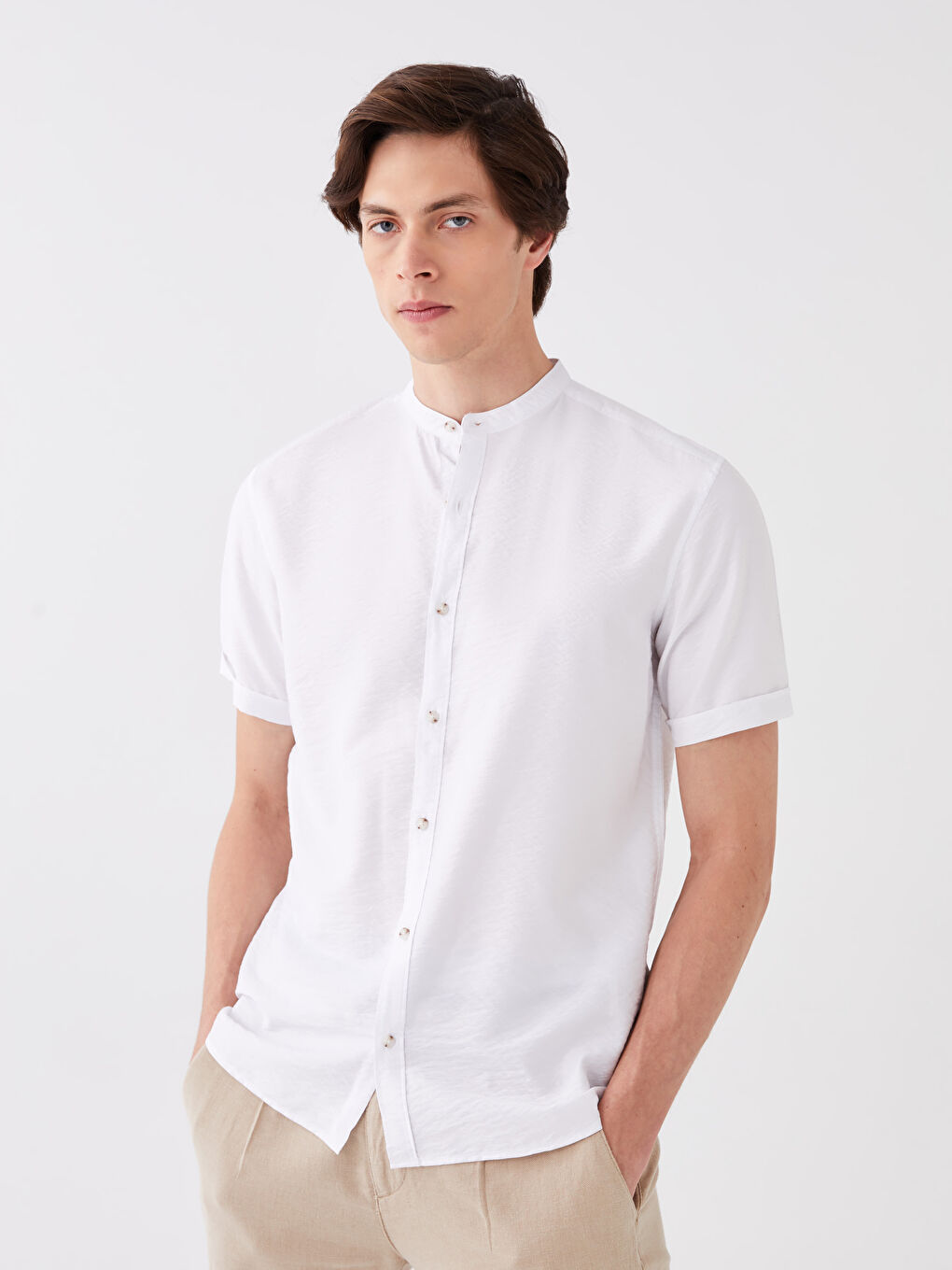 Regular Fit Short Sleeve Viscose Men's Shirt -S3DD46Z8-KE8