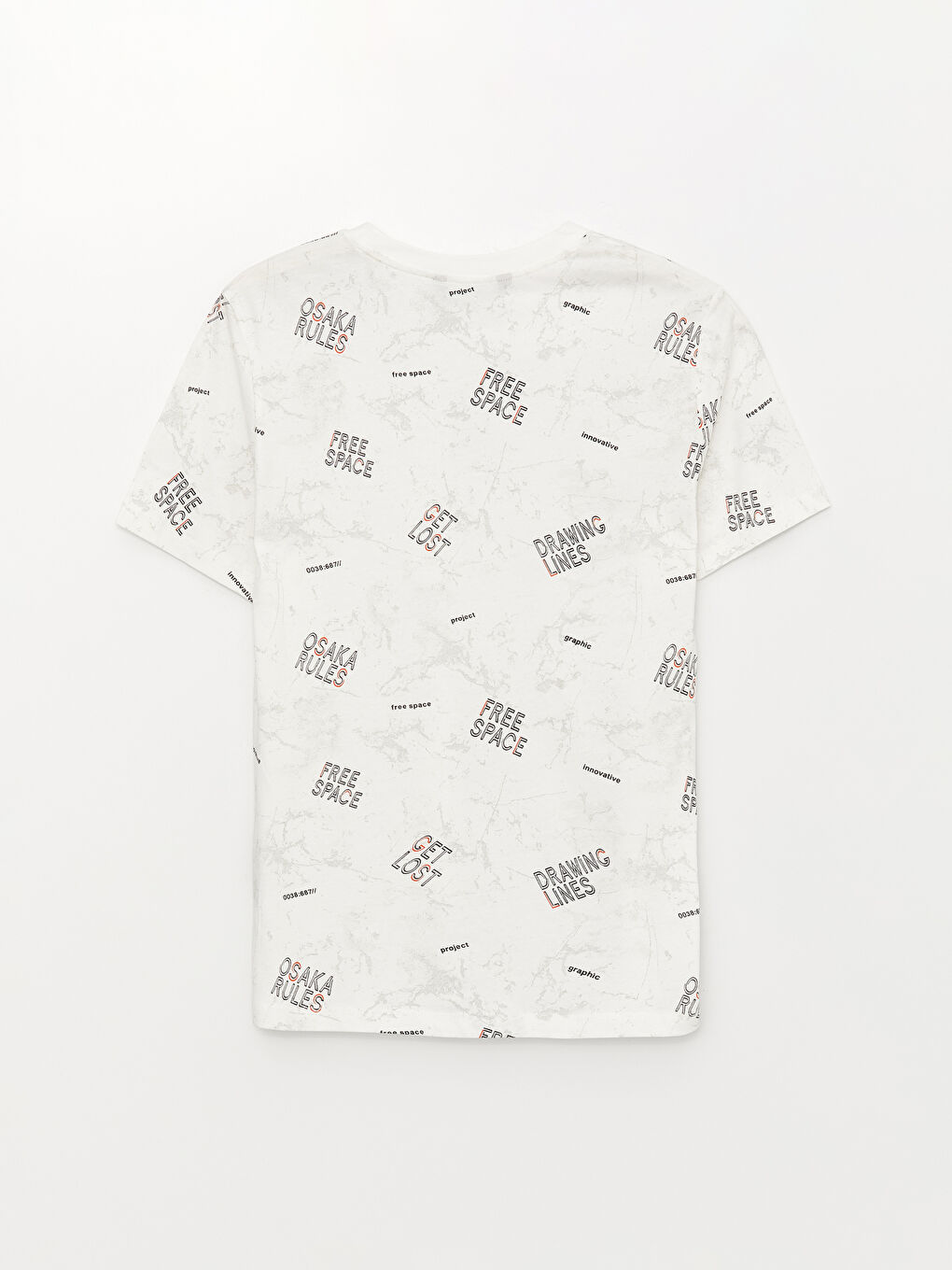 Beyaz Bisiklet Yaka Kısa Kollu Baskılı Penye Erkek Tişört-6