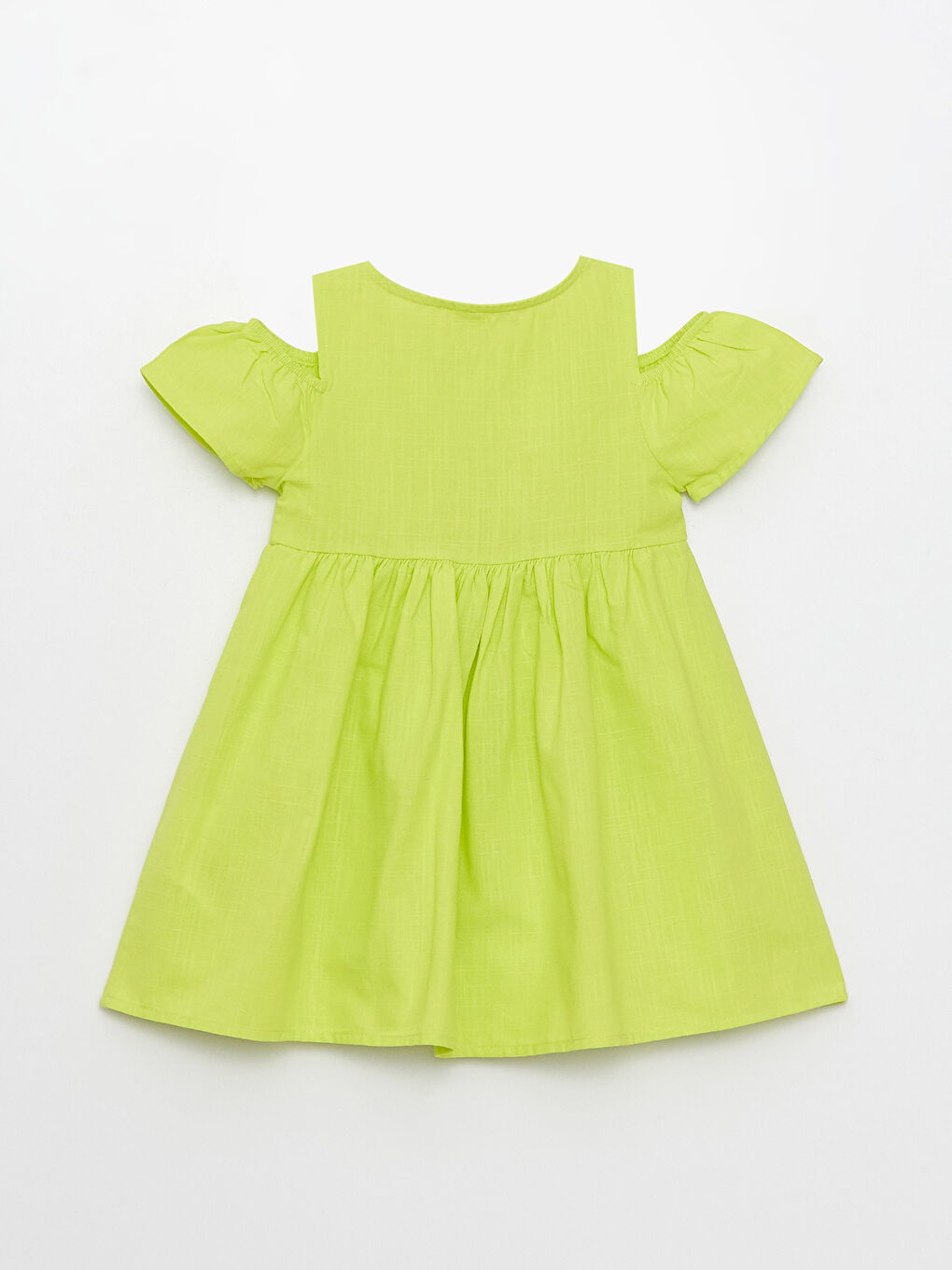 Yeşil Bisiklet Yaka Basic Pamuklu Kız Bebek Elbise-1