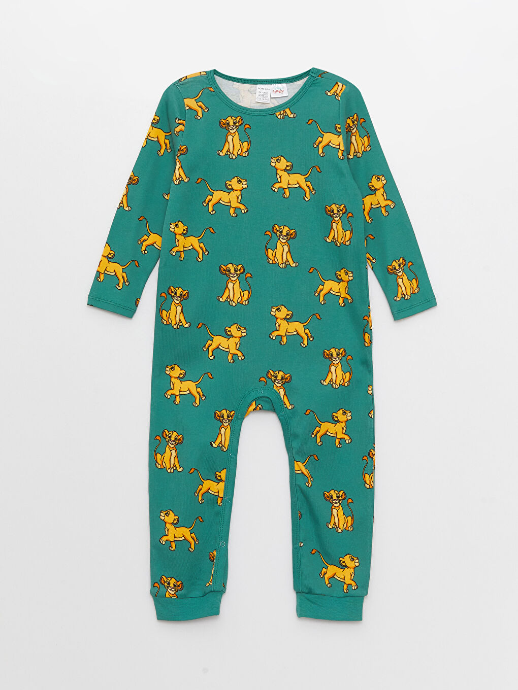 მრგვალი საყელო გრძელმკლავიანი მეფე ლომი ნაბეჭდი ბიჭების კომბინიზონი 2 შეკვრა-2