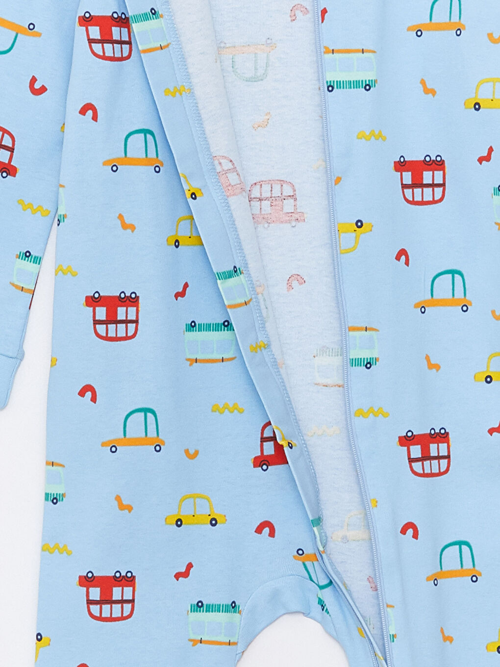 Beyaz Bisiklet Yaka Uzun Kollu Baskılı Erkek Bebek Tulum 3'lü-4