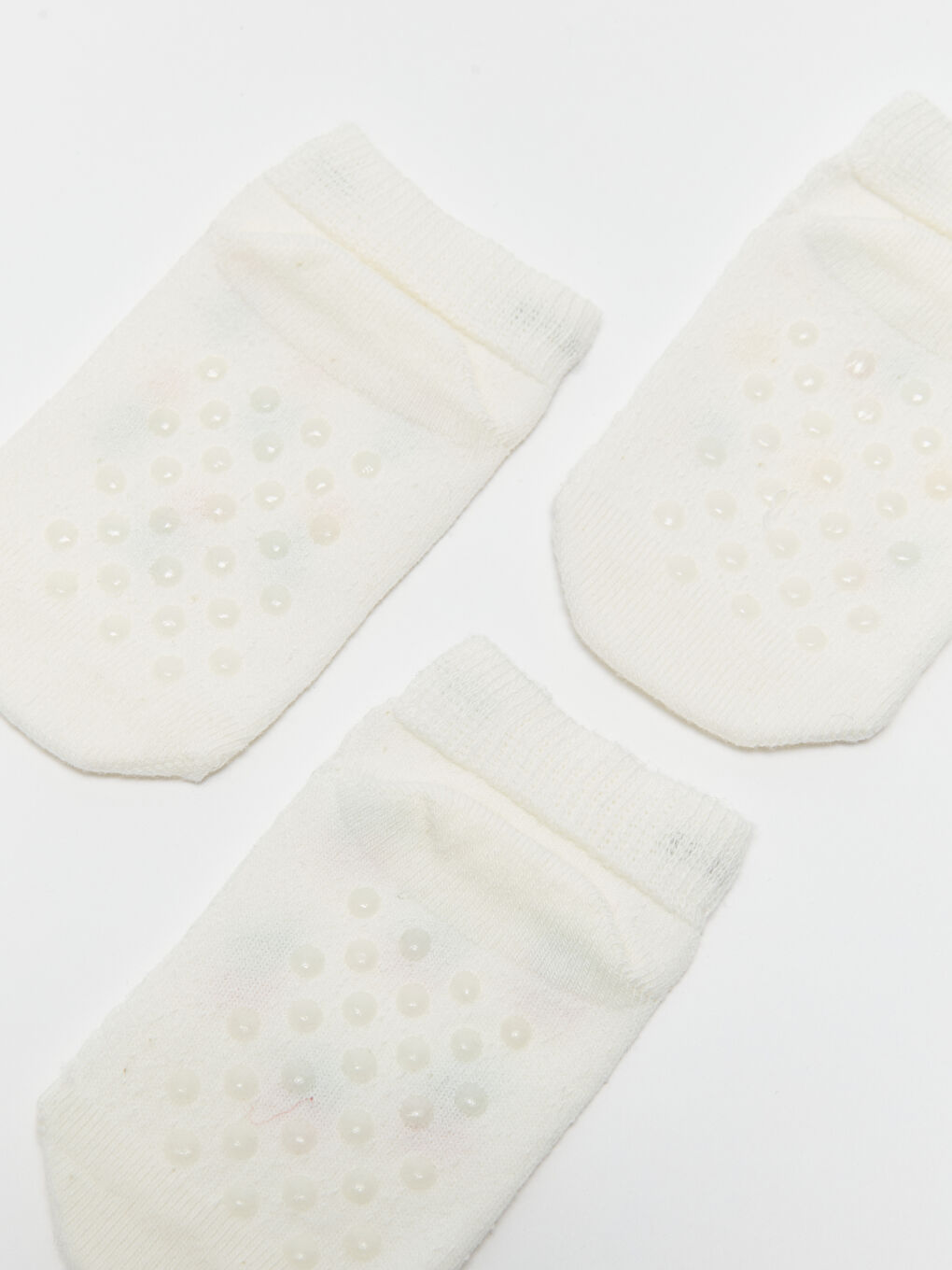 Beyaz Desenli Kız Bebek Patik Çorap 3'lü-4