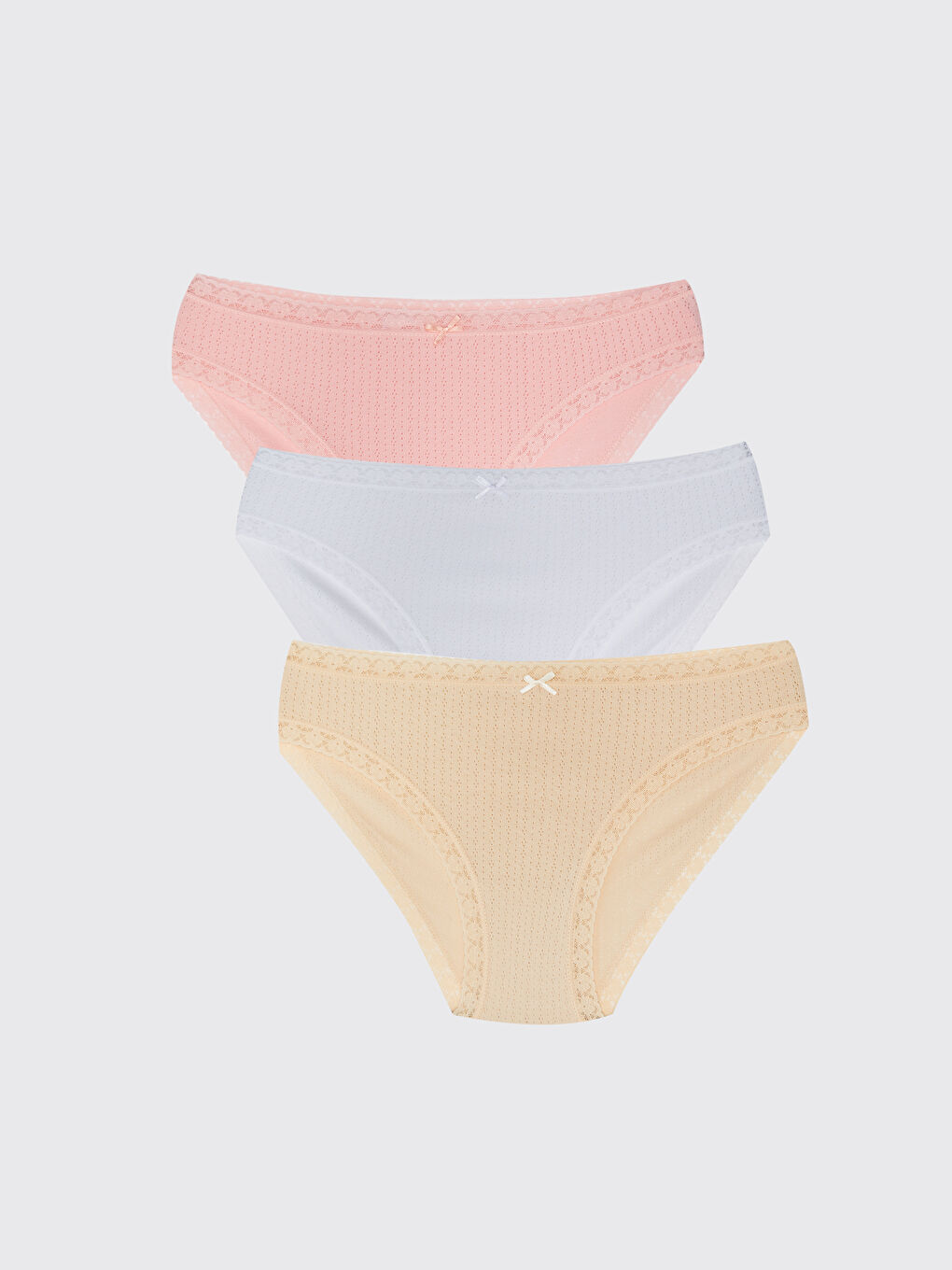 Pembe Dantel Detaylı Bikini Külot 3'lü Paket