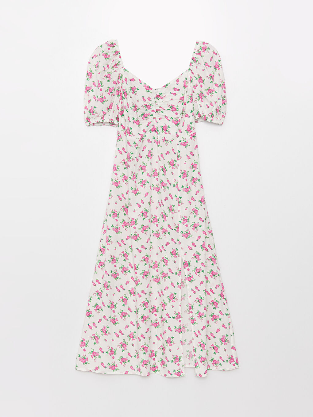 Платье с вырезом «Сердечко», цветочным узором, коротким рукавом из вискозы для женщин-9