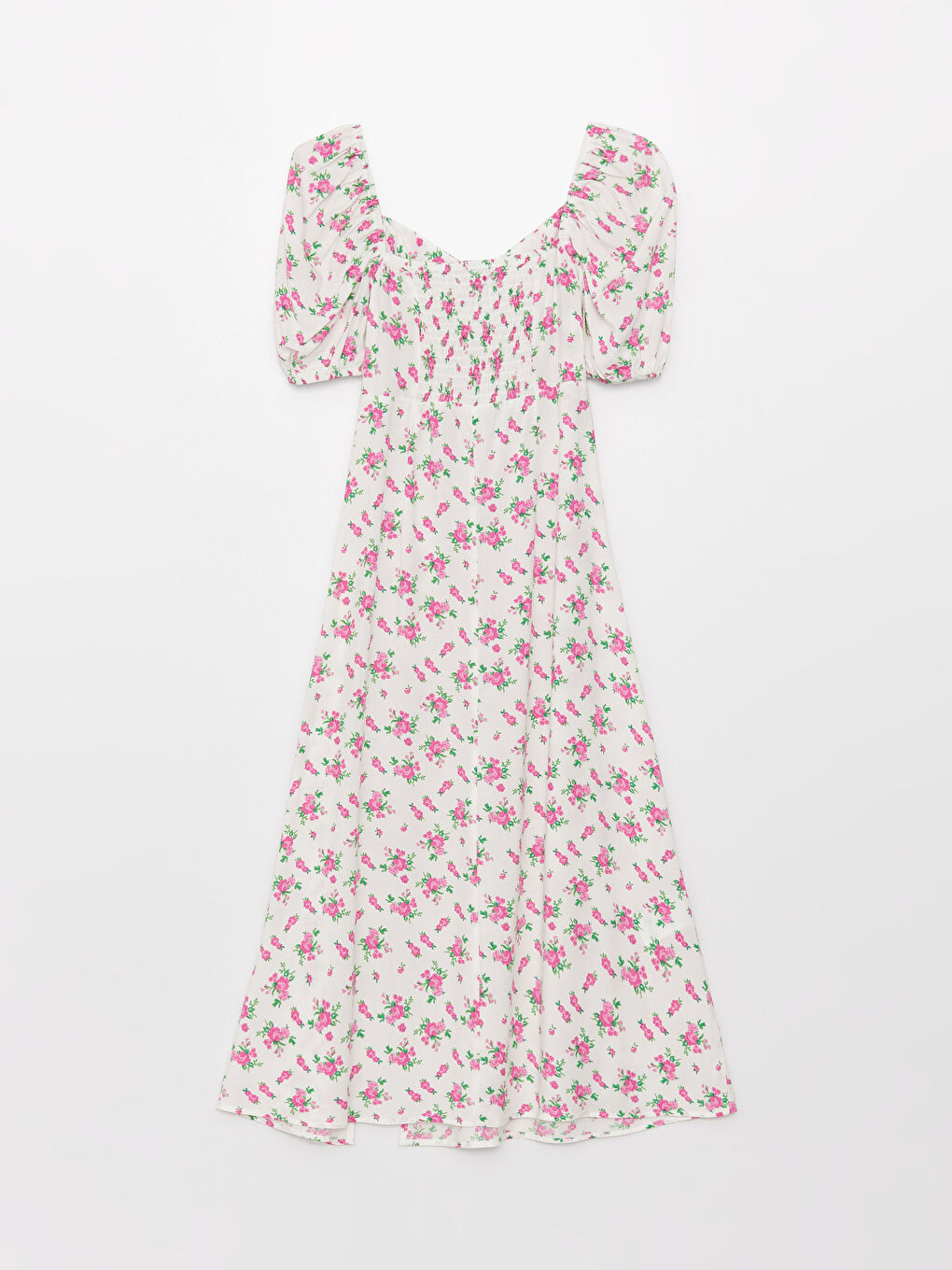 Платье с вырезом «Сердечко», цветочным узором, коротким рукавом из вискозы для женщин-10