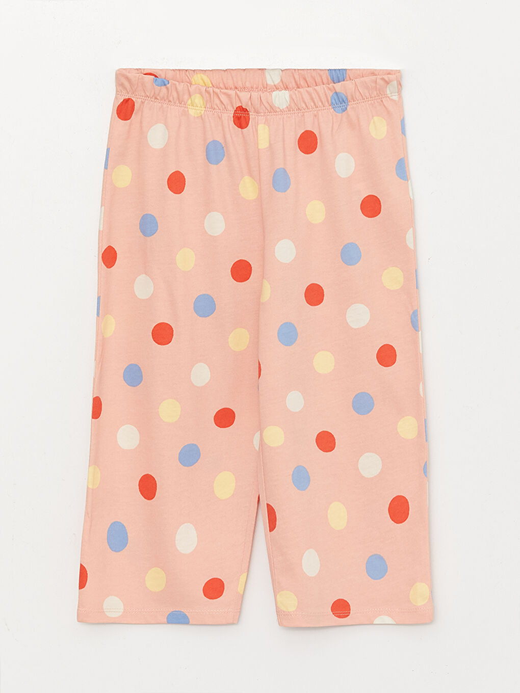 Ekru Bisiklet Yaka Baskılı Kısa Kollu Kız Çocuk Pijama Takımı-2