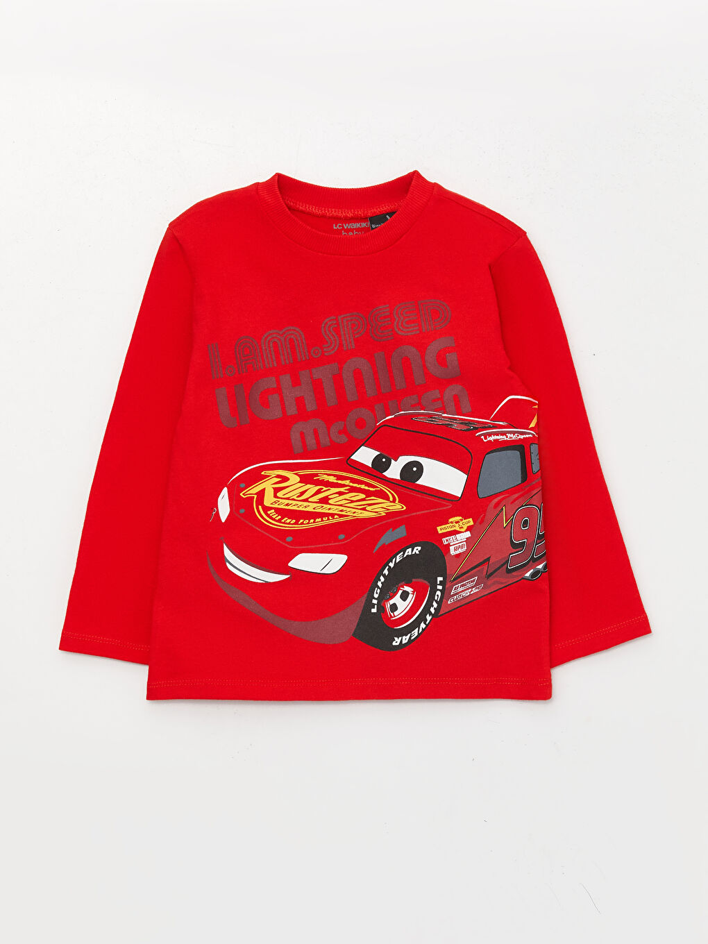Crew Neck Long Sleeve Cars Printed Baby Boy T-Shirt and Pants-1