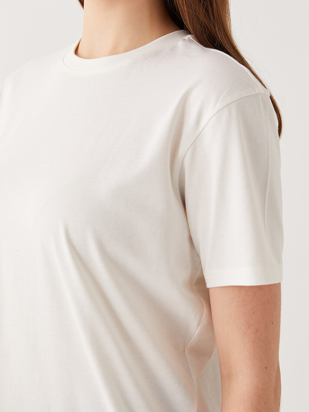 Crew Neck Plain Short Sleeve Women's Tunic-3