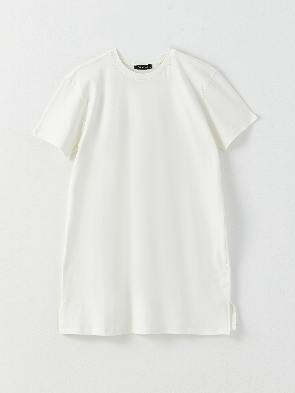 Crew Neck Plain Short Sleeve Women's Tunic-5