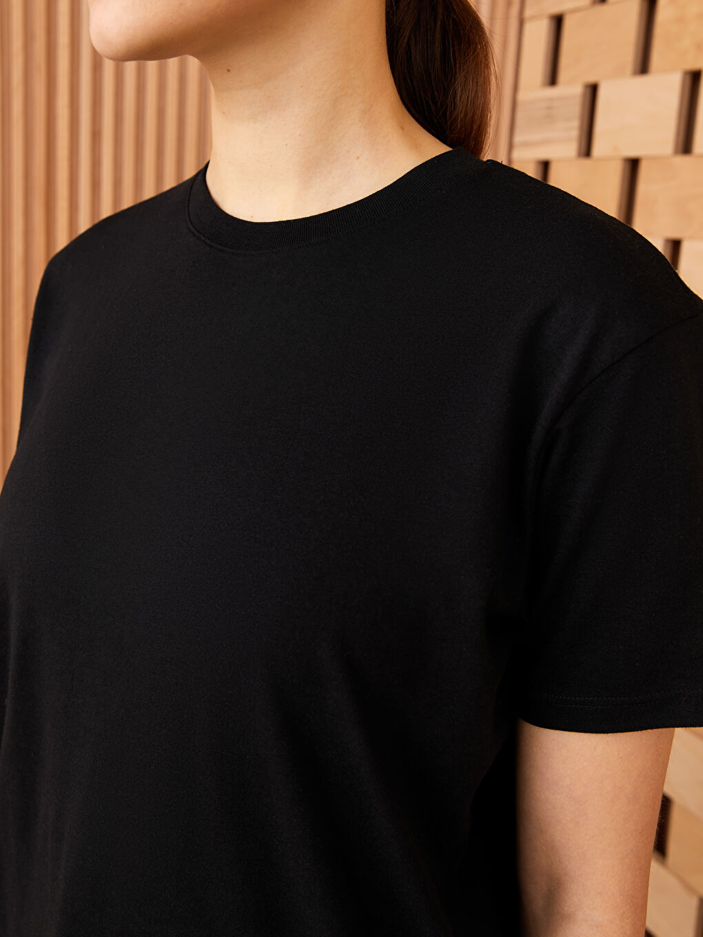 Crew Neck Plain Short Sleeve Oversize Women's Tunic -S3DF10Z8-RQN