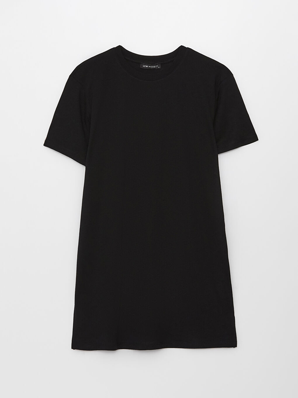 Crew Neck Plain Short Sleeve Oversize Women's Tunic -S3DF10Z8-RQN