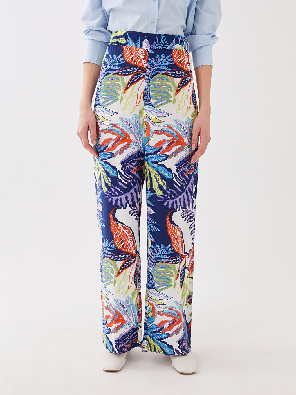 Pantalon Palazzo Imprimé à Taille Élastique Pour Femmes-3