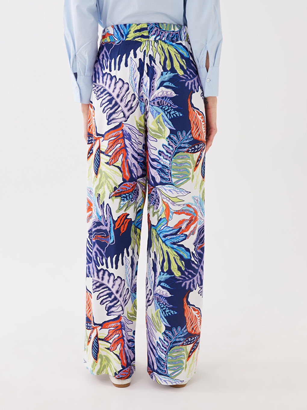 Pantalon Palazzo Imprimé à Taille Élastique Pour Femmes-4