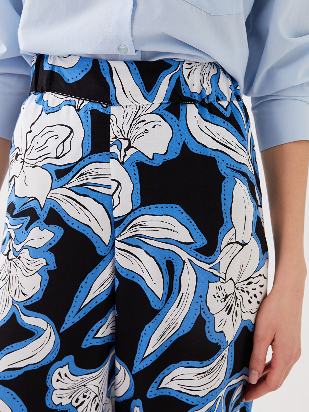 Elastische Palazzo-Hose für Damen mit Muster-2