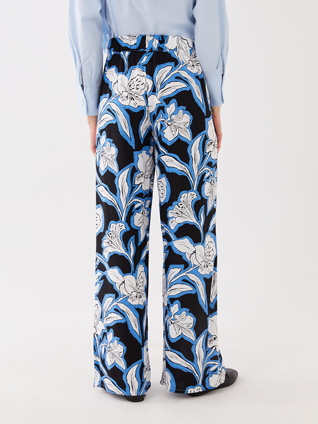 Elastische Palazzo-Hose für Damen mit Muster-4