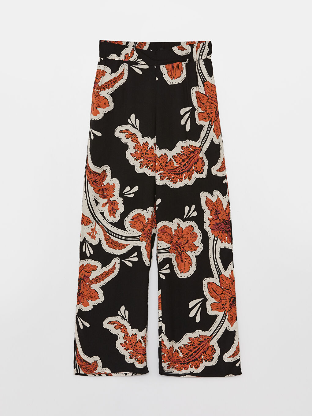 Pantaloni Palazzo Imprimați cu Talie Elastică pentru Femei-5