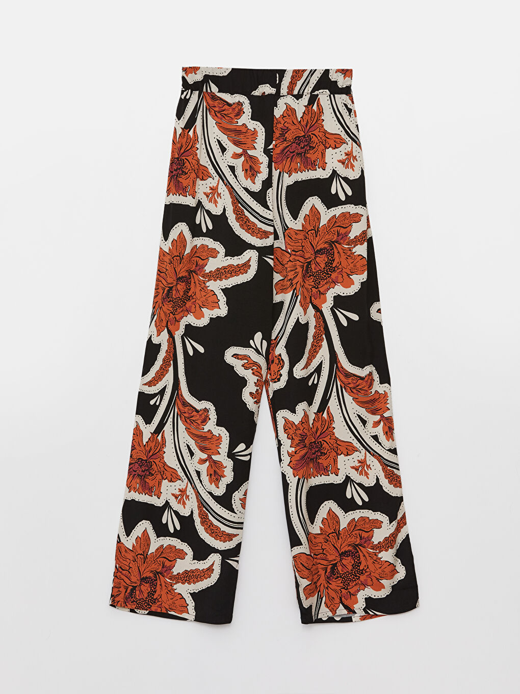 Pantaloni Palazzo Imprimați cu Talie Elastică pentru Femei-6