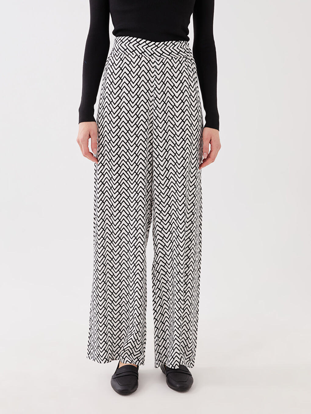 Pantalon Palazzo Imprimé à Taille Élastique Pour Femmes-3