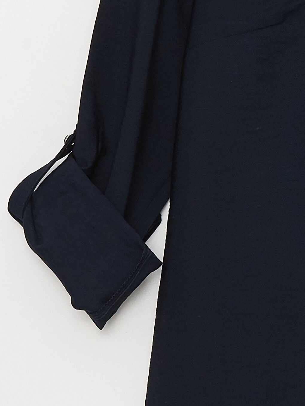 Lacivert Kaçık Yaka Düz Uzun Kollu Kadın Bluz-7