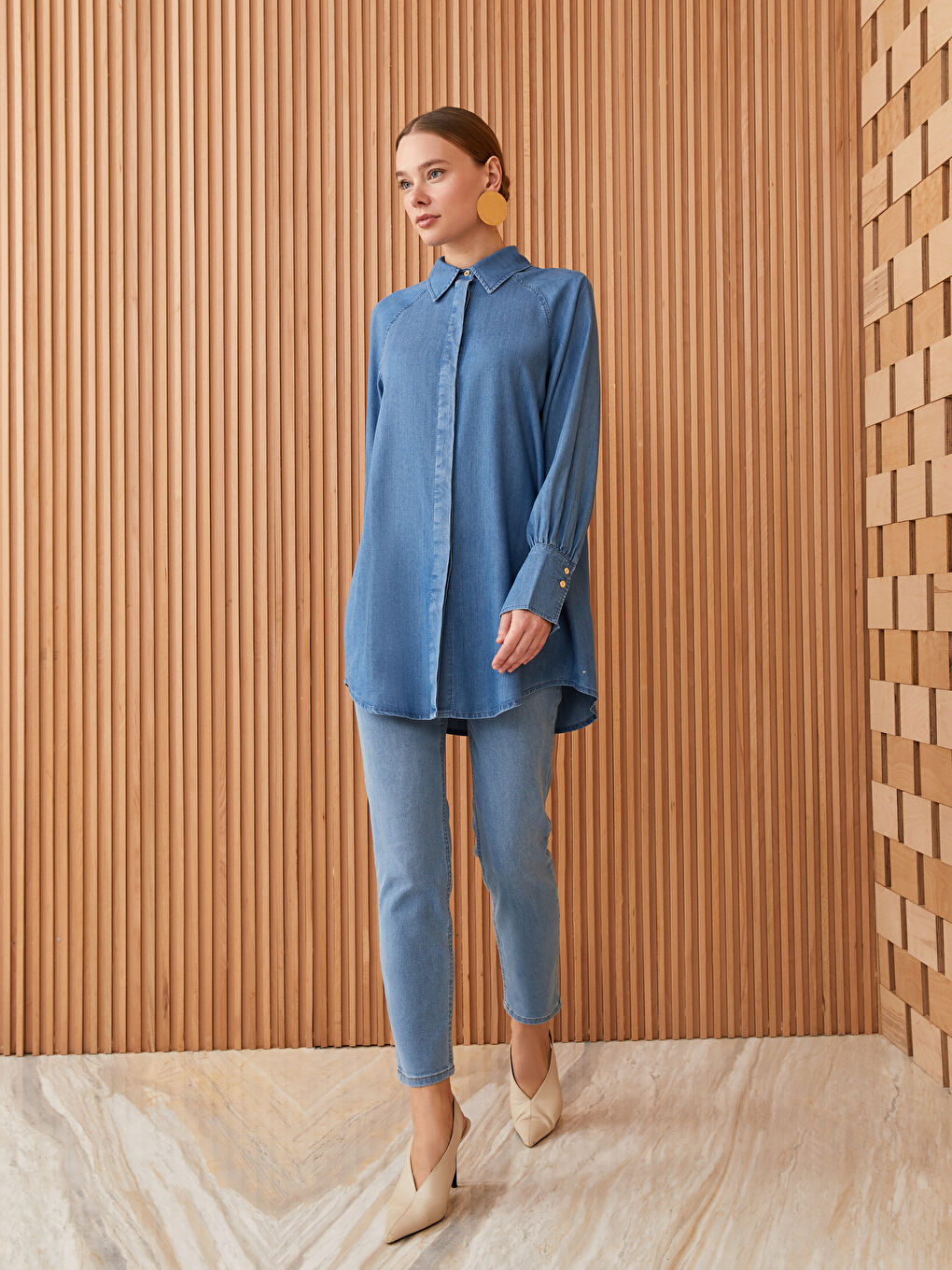 Beli Lastikli Slim Fit Kadın Jean Pantolon