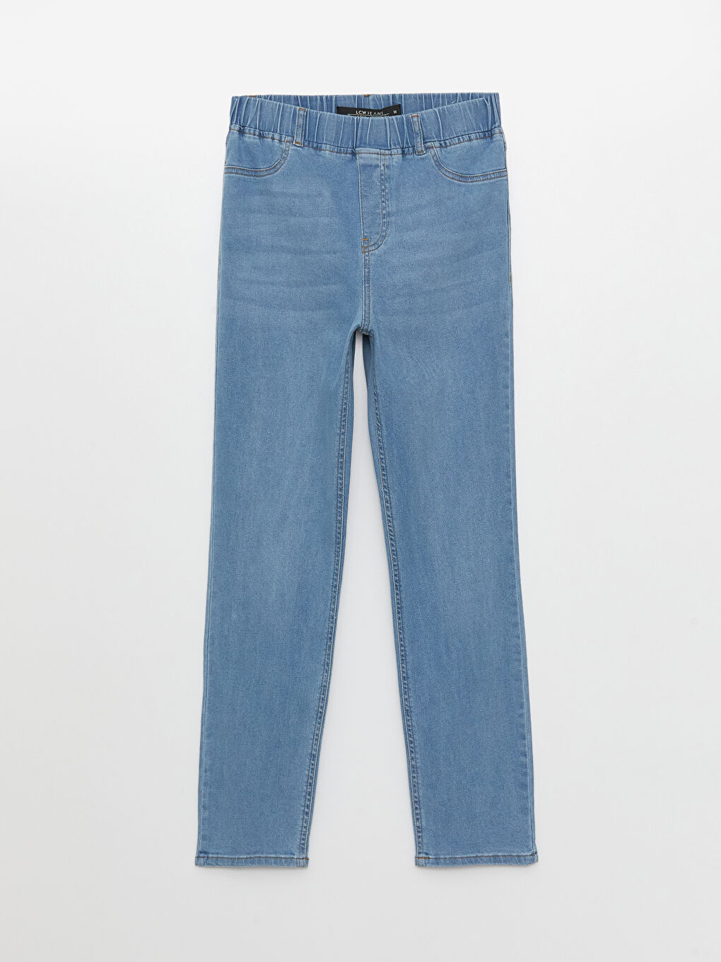 Beli Lastikli Slim Fit Kadın Jean Pantolon-5