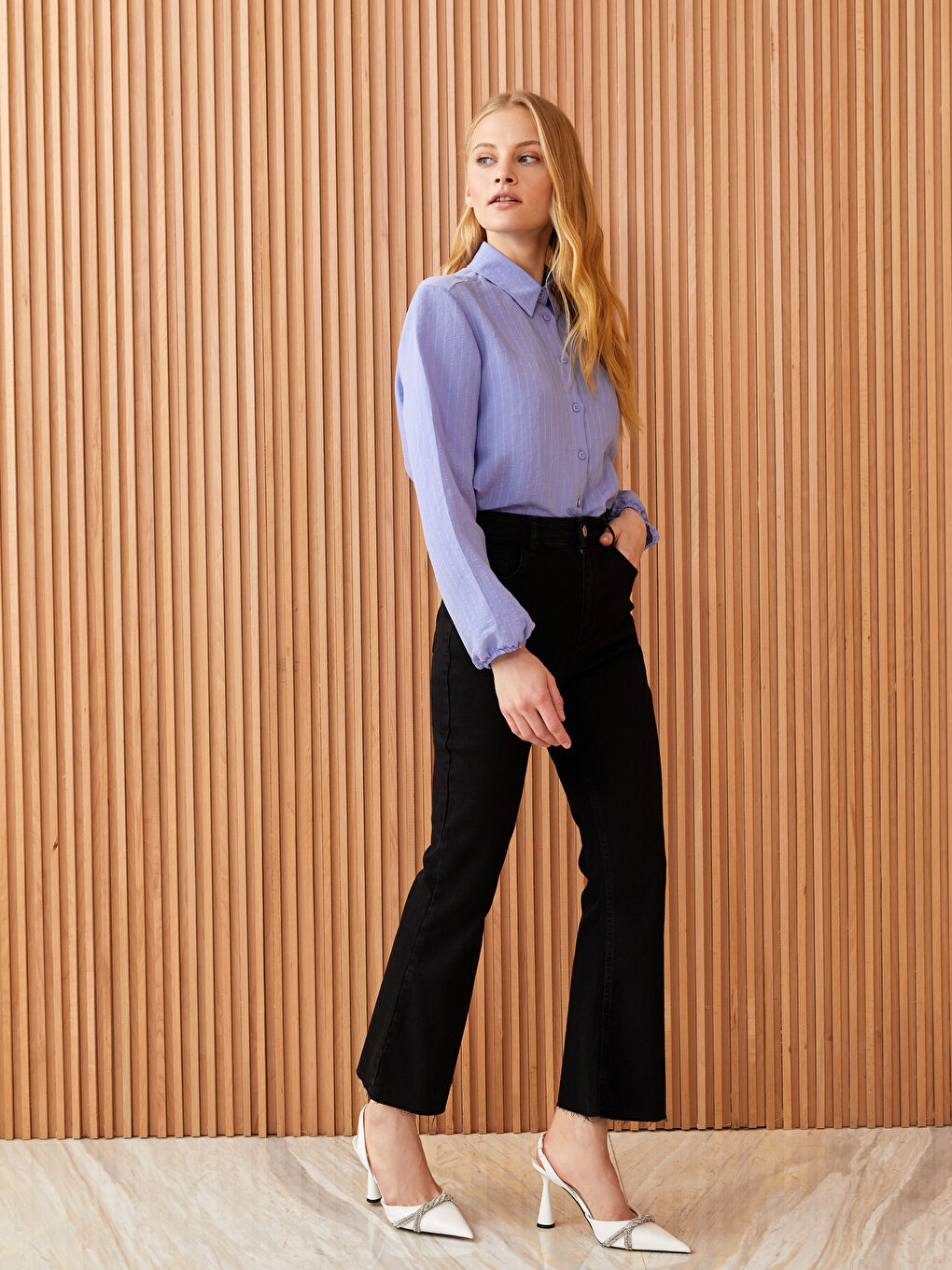 Siyah Yüksek Bel Mars Flare Kadın Jean Pantolon-1