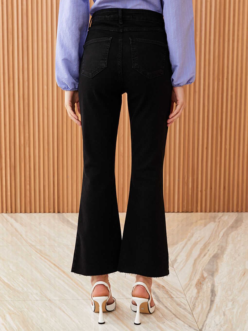 Siyah Yüksek Bel Mars Flare Kadın Jean Pantolon-4