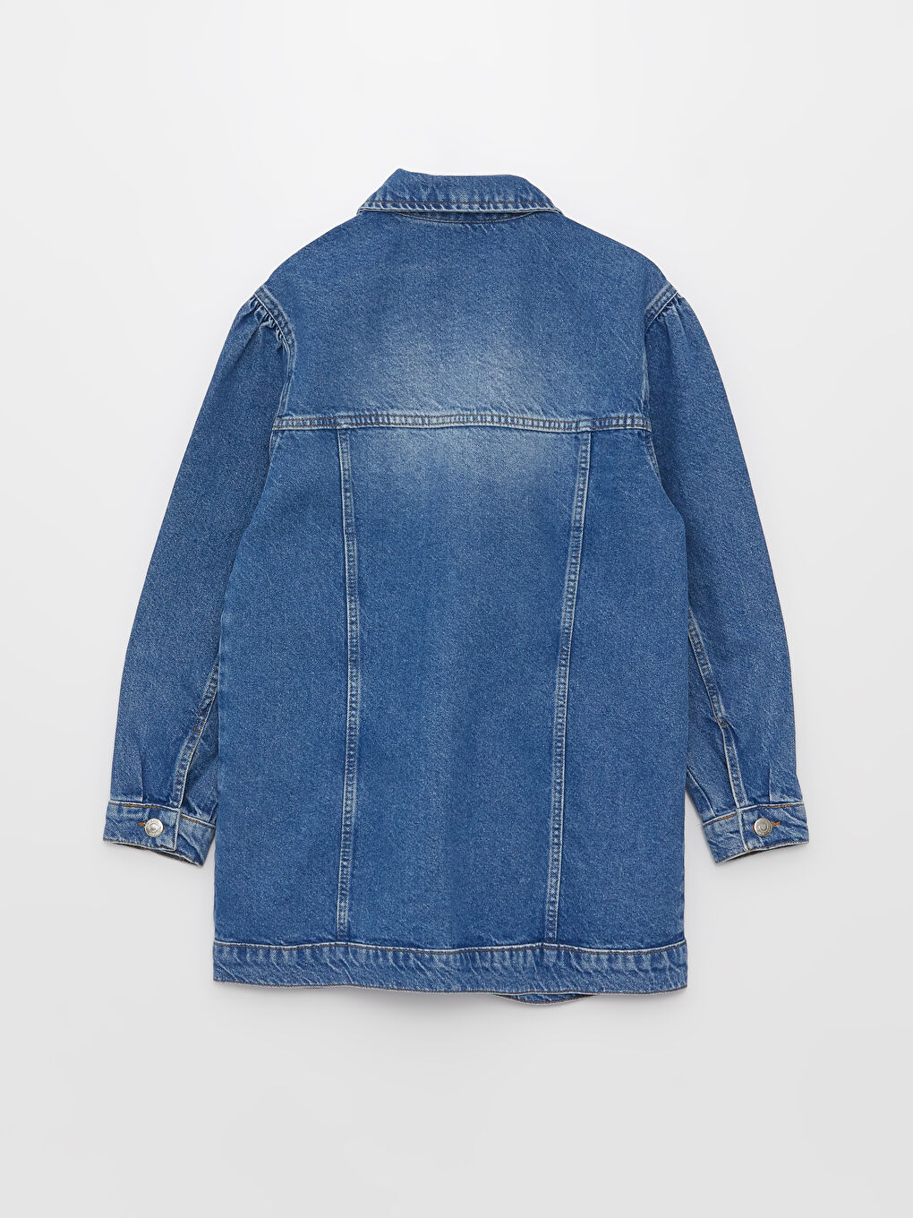 İndigo Gömlek Yaka Kadın Jean Ceket-7