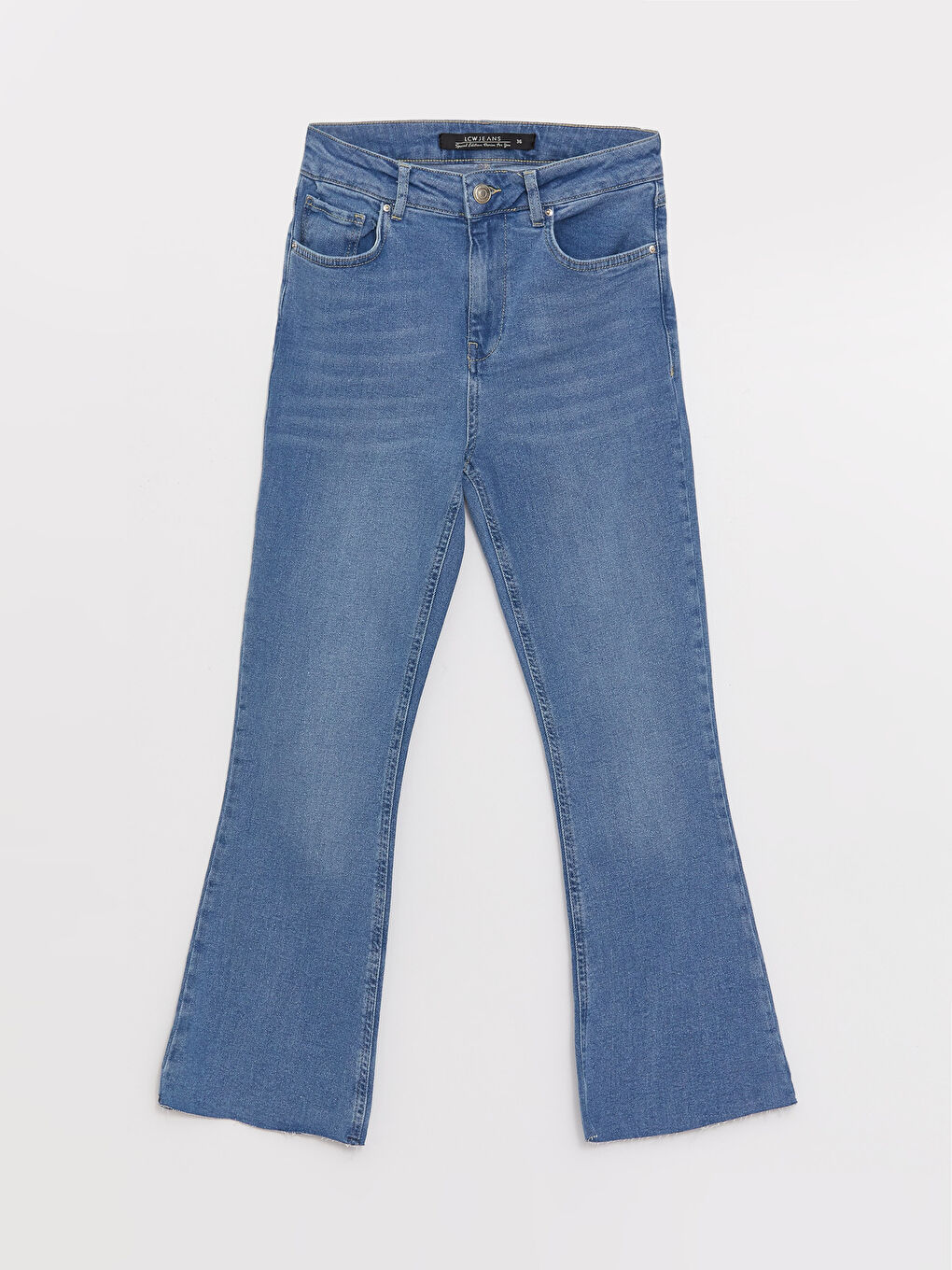 İndigo Mars Flare Düz Cep Detaylı Kadın Jean Pantolon-5