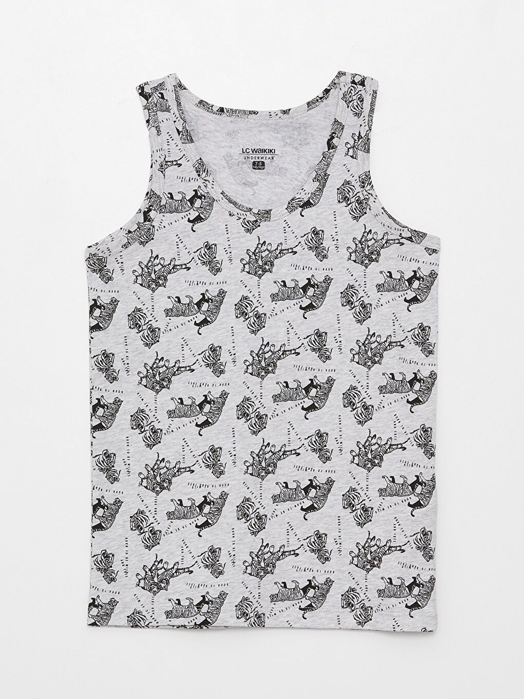 Gri Bisiklet Yaka Baskılı Erkek Çocuk Atlet 2'li-1