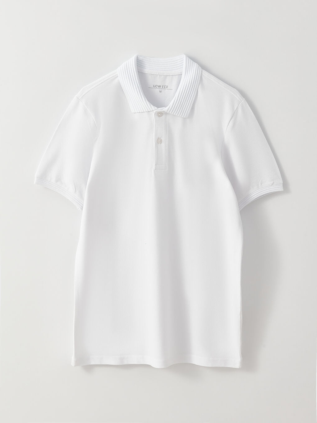 Beyaz Polo Yaka Kısa Kollu Erkek Tişört-5