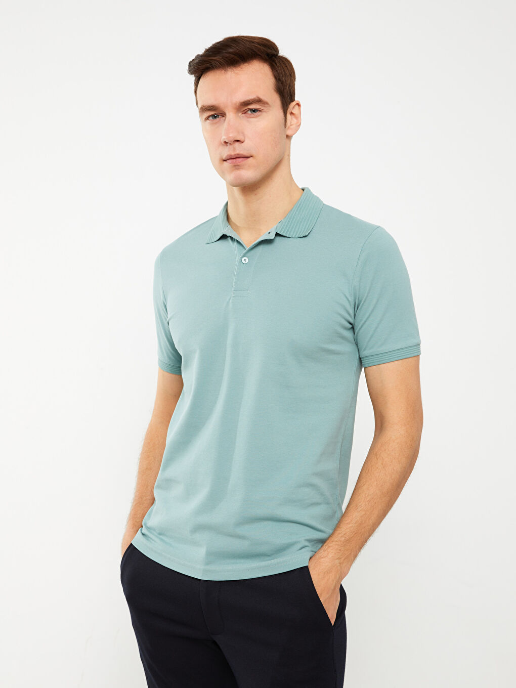 Polo Neck Short Sleeve Men's T-Shirt-1