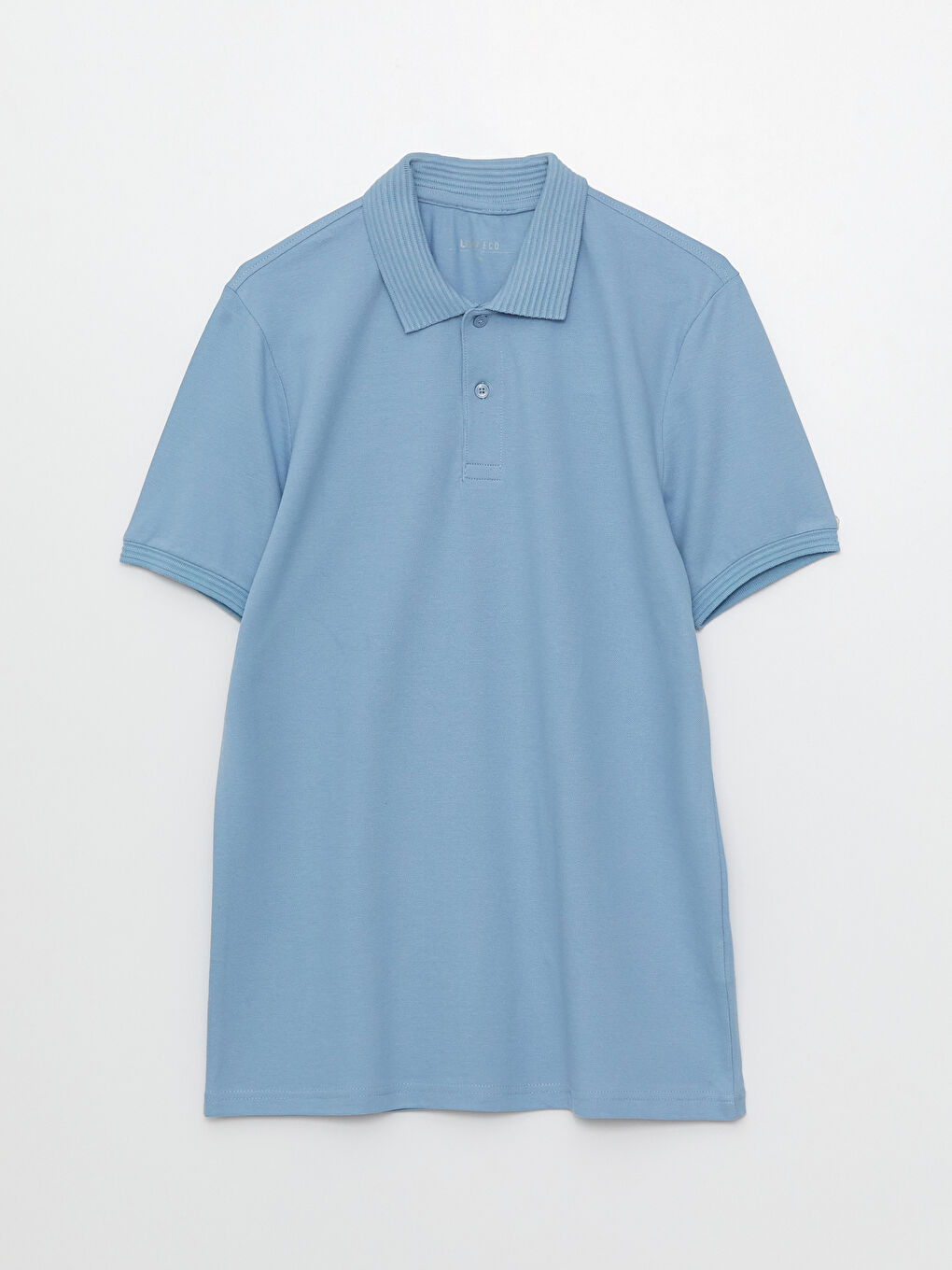 Mavi Polo Yaka Kısa Kollu Erkek Tişört-5