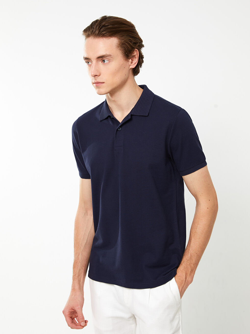 Lacivert Polo Yaka Kısa Kollu Erkek Tişört