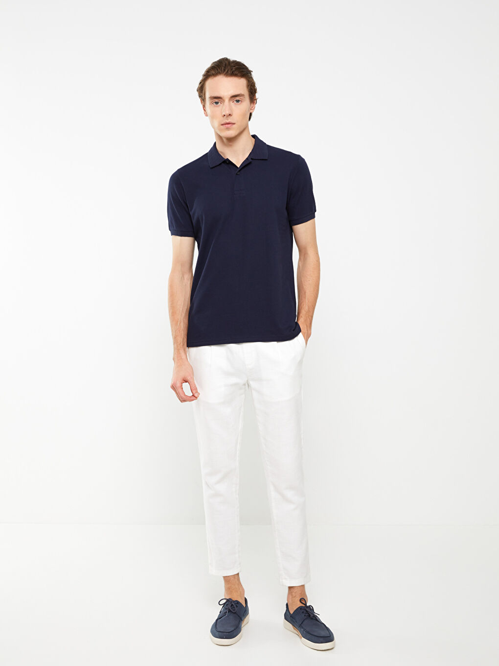 Lacivert Polo Yaka Kısa Kollu Erkek Tişört-2