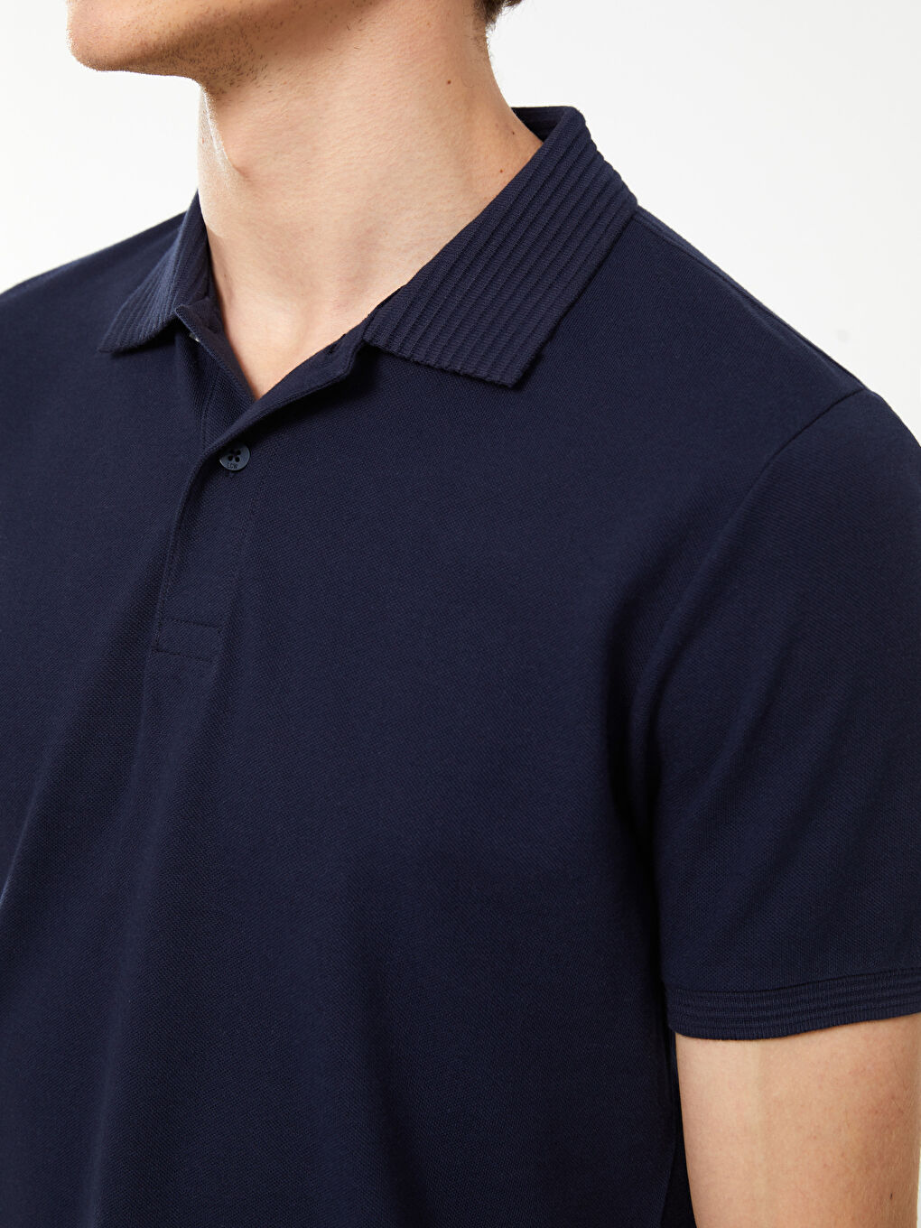 Lacivert Polo Yaka Kısa Kollu Erkek Tişört-3