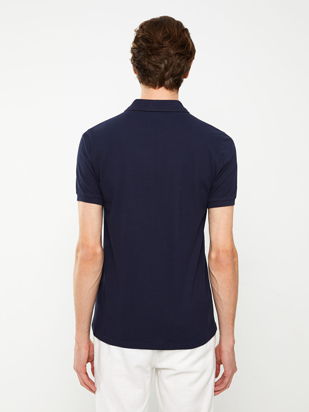 Lacivert Polo Yaka Kısa Kollu Erkek Tişört-4