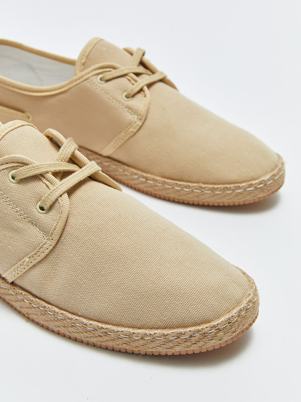 Bej Hasır Tabanlı Bağcıklı Erkek Ayakkabı-2