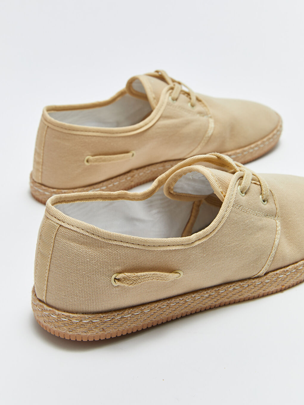 Bej Hasır Tabanlı Bağcıklı Erkek Ayakkabı-4