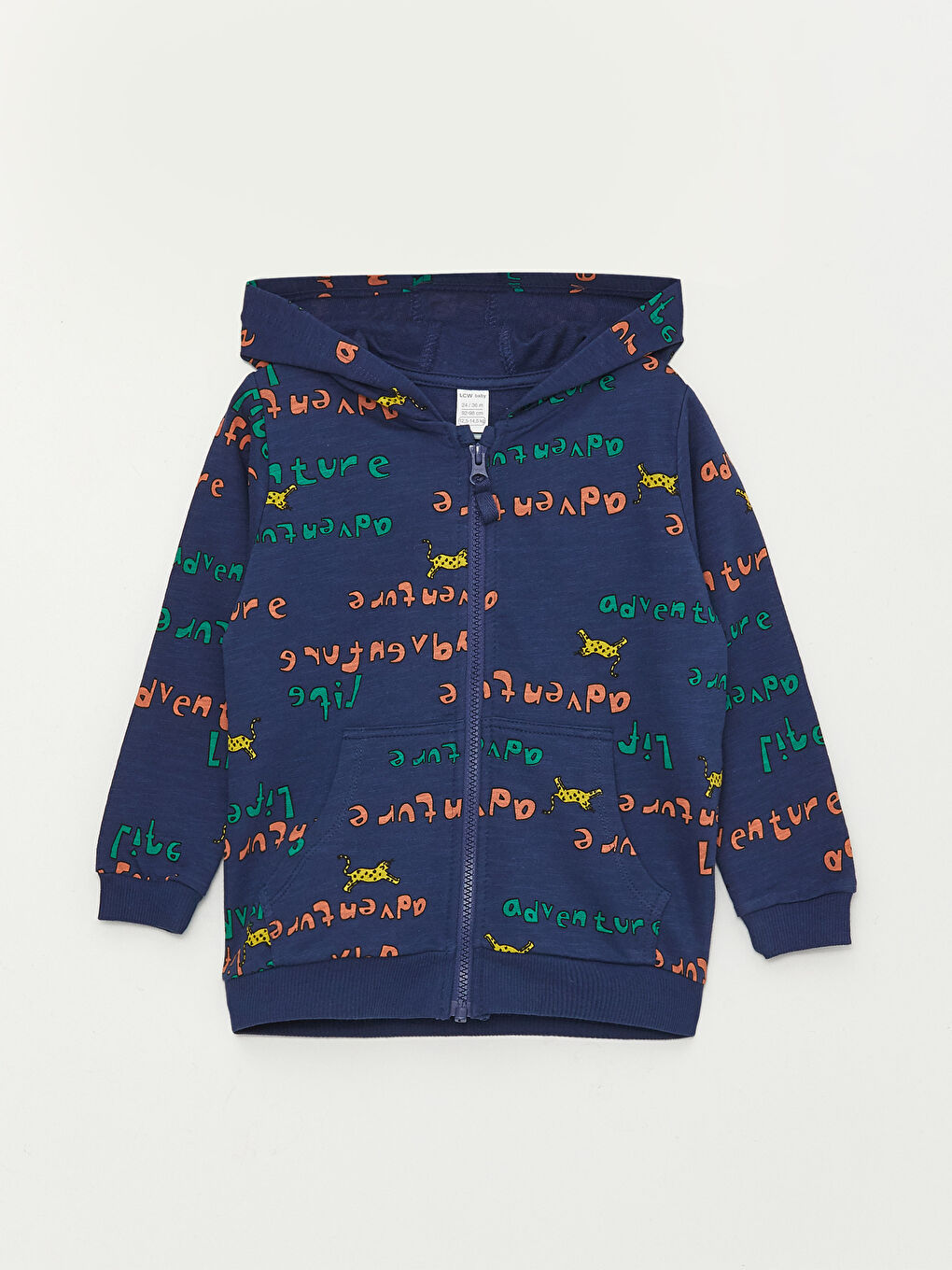 Lacivert Kapüşonlu Uzun Kollu Erkek Bebek Fermuarlı Sweatshirt