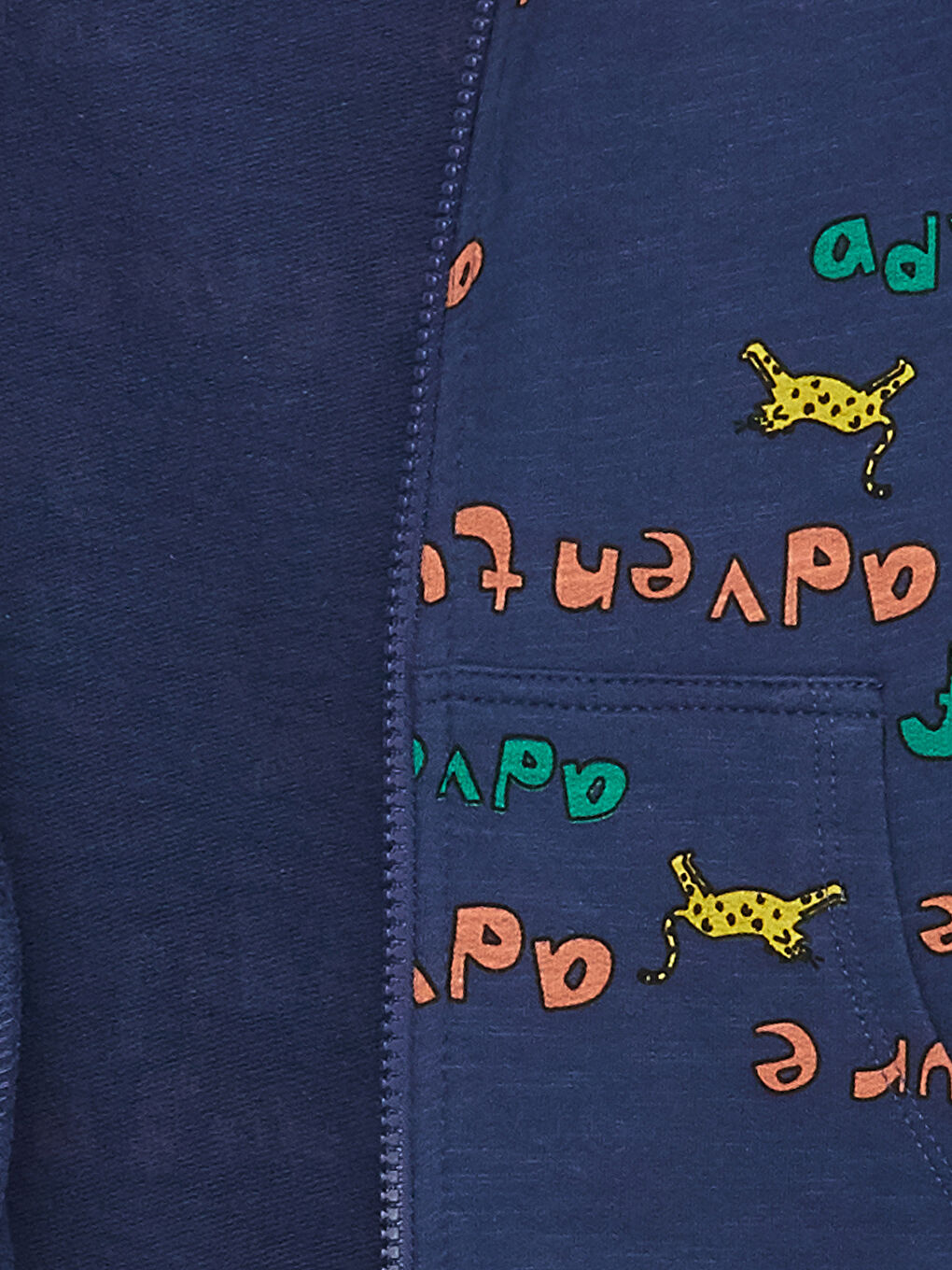 Lacivert Kapüşonlu Uzun Kollu Erkek Bebek Fermuarlı Sweatshirt-2