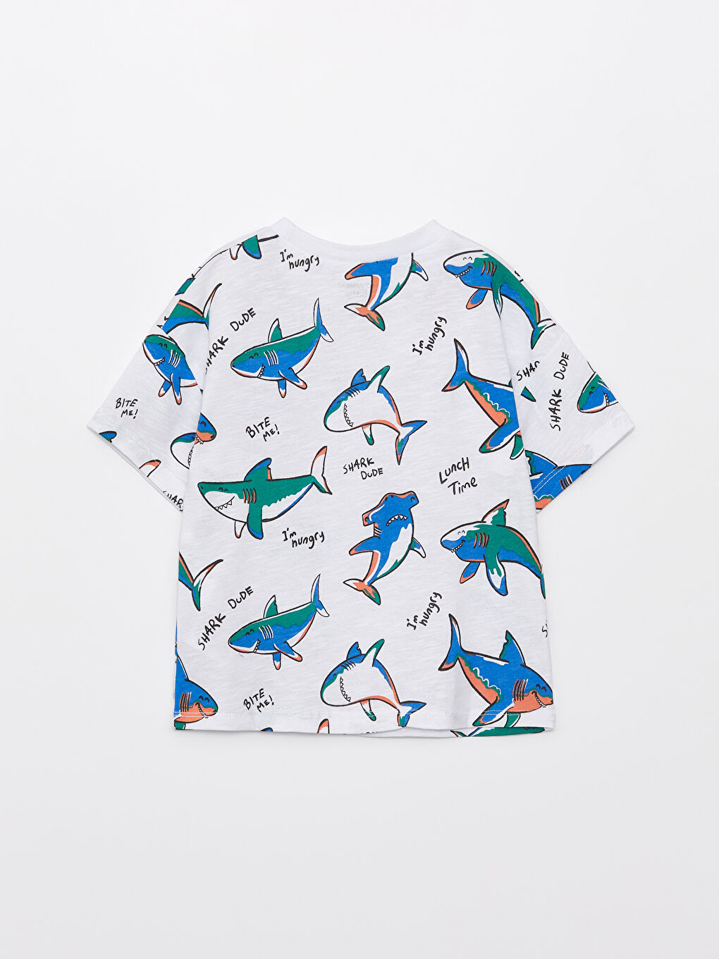 Beyaz Bisiklet Yaka Kısa Kollu Erkek Bebek Tişört-1