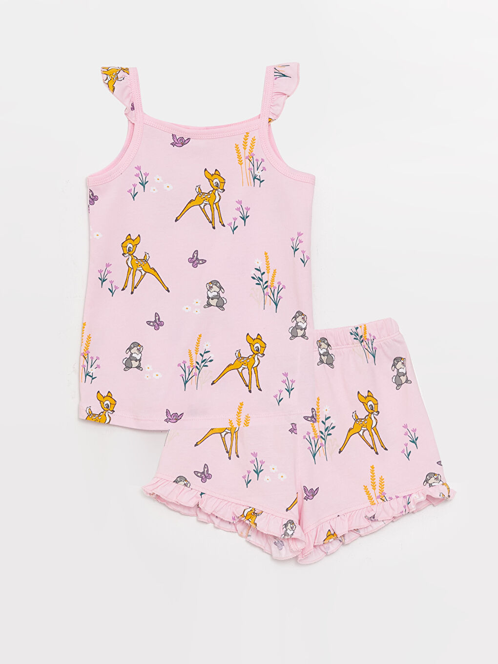 LCW baby Square Collar Bambi Printed Baby Girl Pajamas Set -S3DG00Z1-LT4