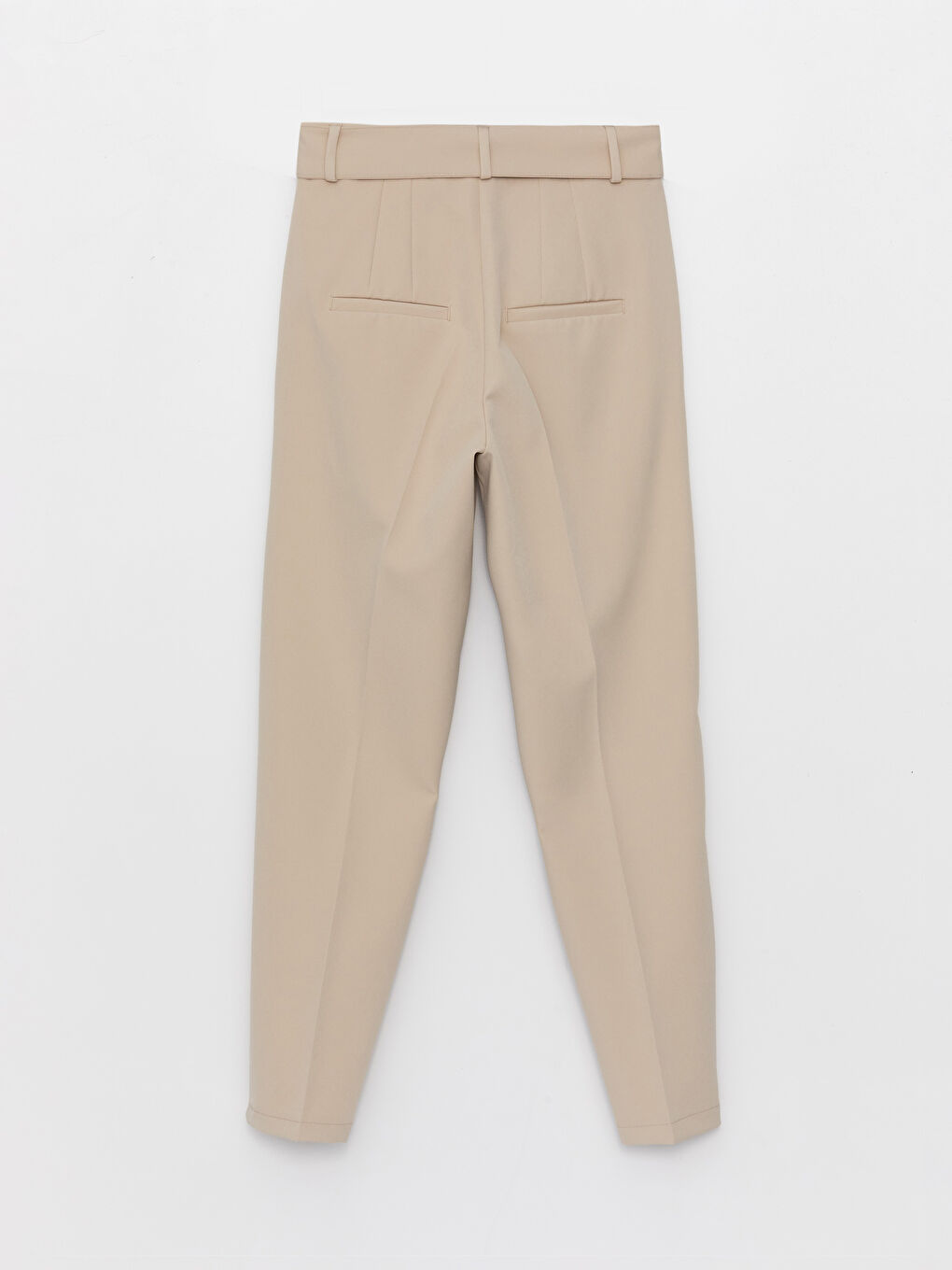 Belted High Waisted Carrot Fit Women's Trousers-5