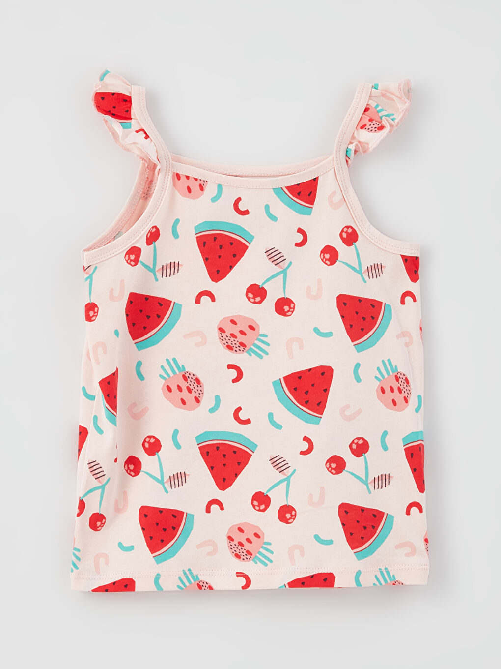 Beyaz Bisiklet Yaka Baskılı Kız Bebek 2'li Pijama Takımı-1