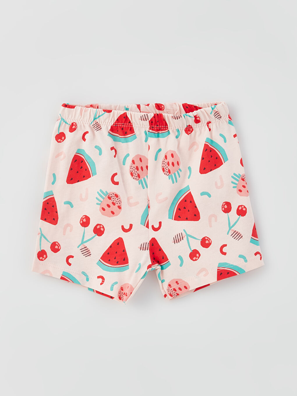 Beyaz Bisiklet Yaka Baskılı Kız Bebek 2'li Pijama Takımı-2