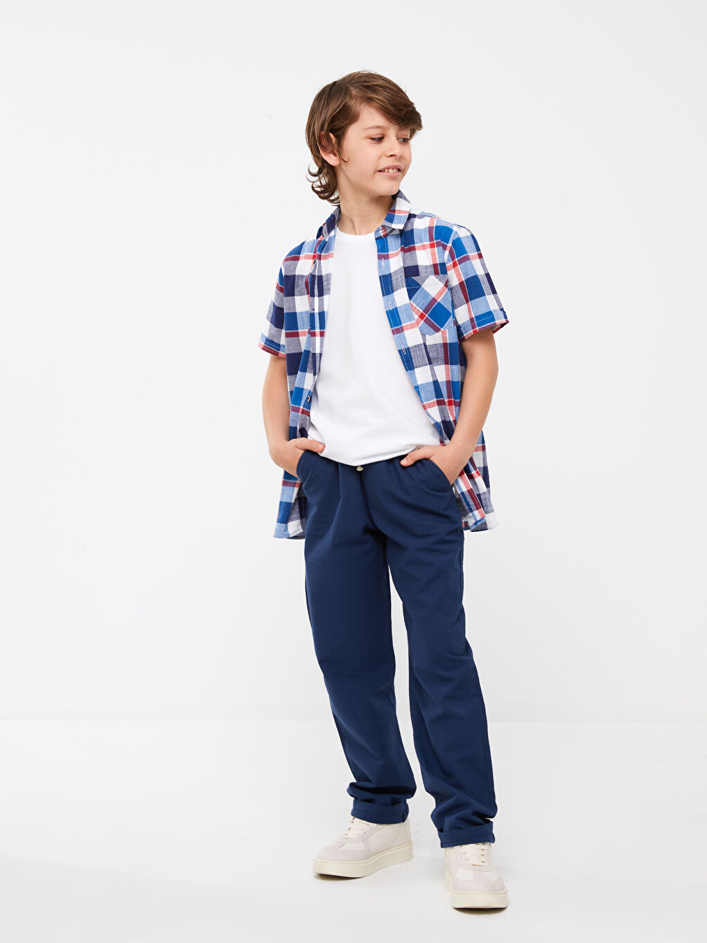 Elasticated Waist Basic Boys' Trousers-1