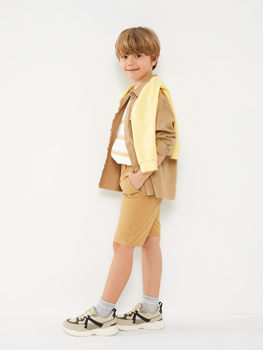 Elasticated Waist Basic Boys' Shorts -S3DG15Z4-GLS